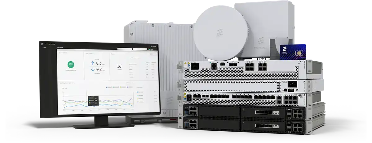 Översikt över hårdvaran i ett Ericsson Privat 5G system.