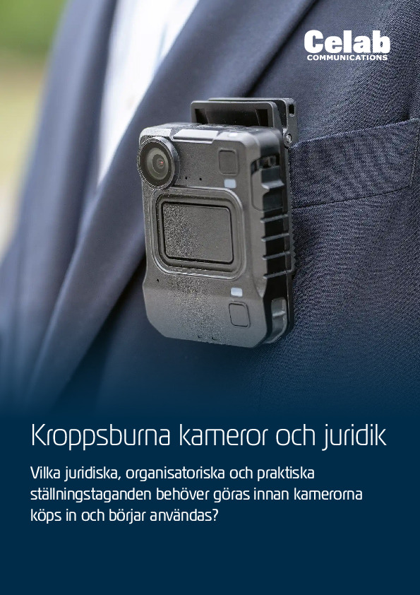 Förhandsgranskning av framsidan på artikeln Kroppsburna kameror och juridik - frågor att utreda före införande.pdf