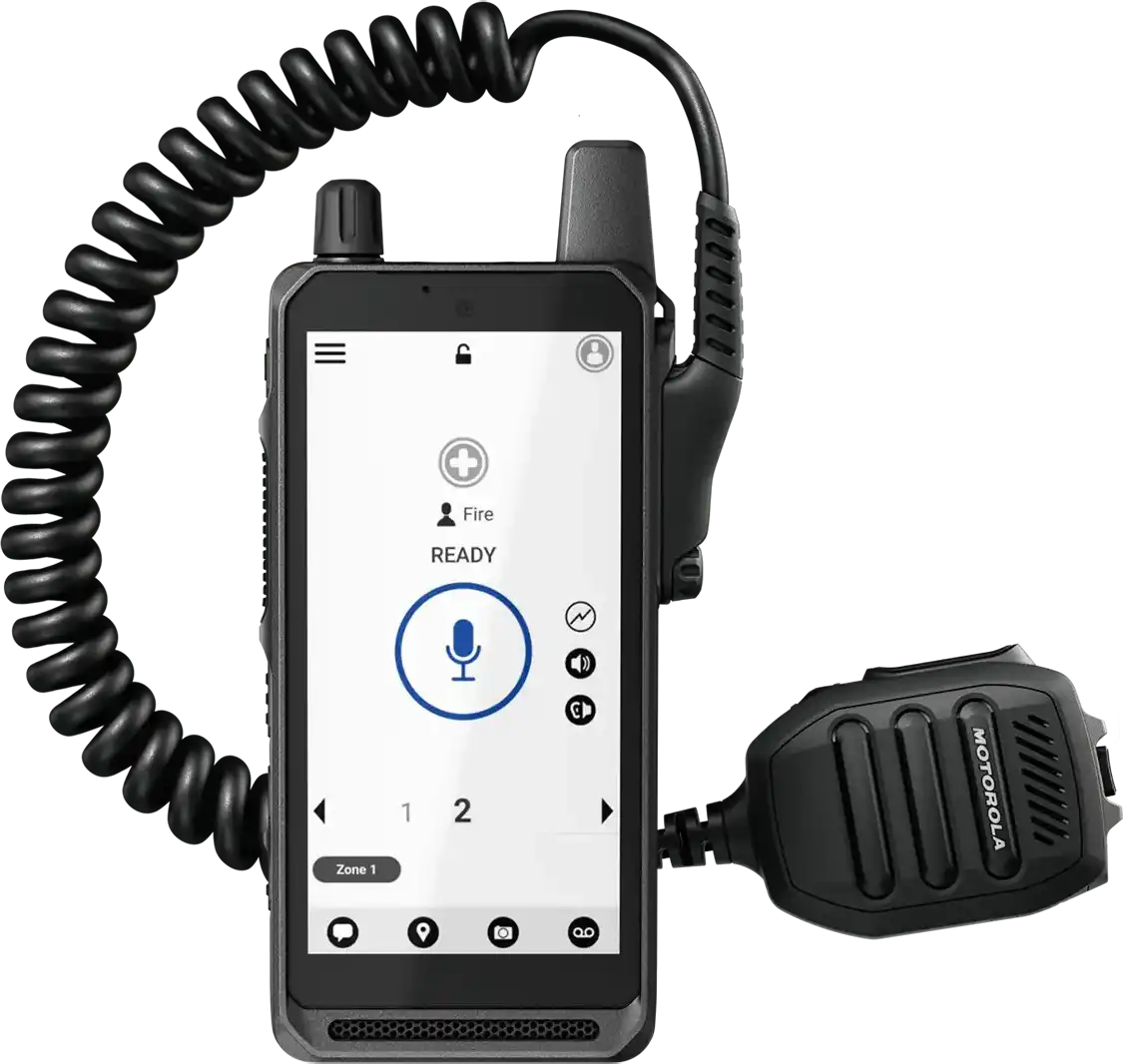 Produktbild på MCX-smartphone Motorola LEX L30 och monofon RM780 tagen framifrån.