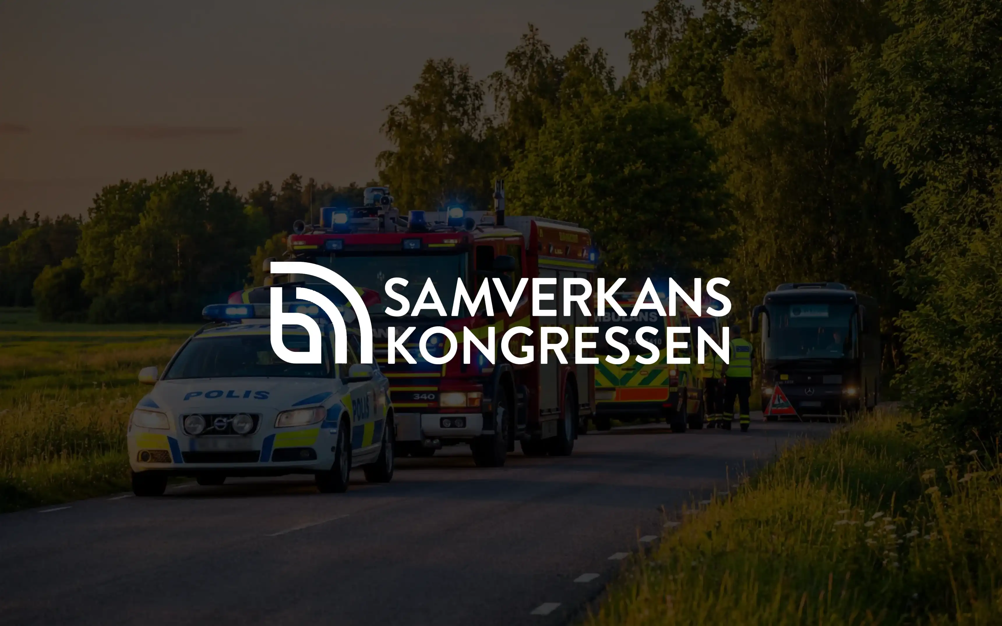 Bild på Samverkanskongressen logotype med en olycksplats svagt synlig i bakgrunden.